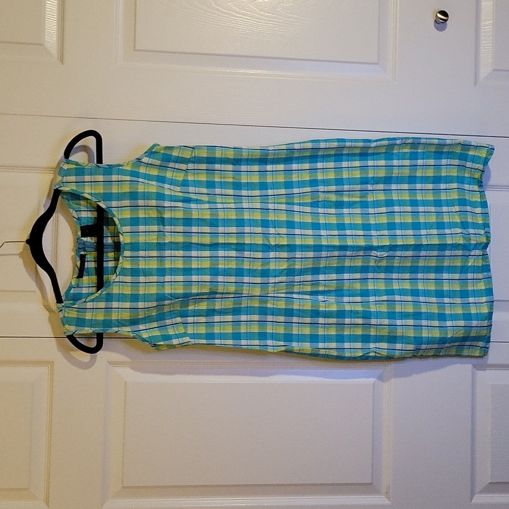 Liz Claiborne Lizsport dress size 10 plaid blue and yellow